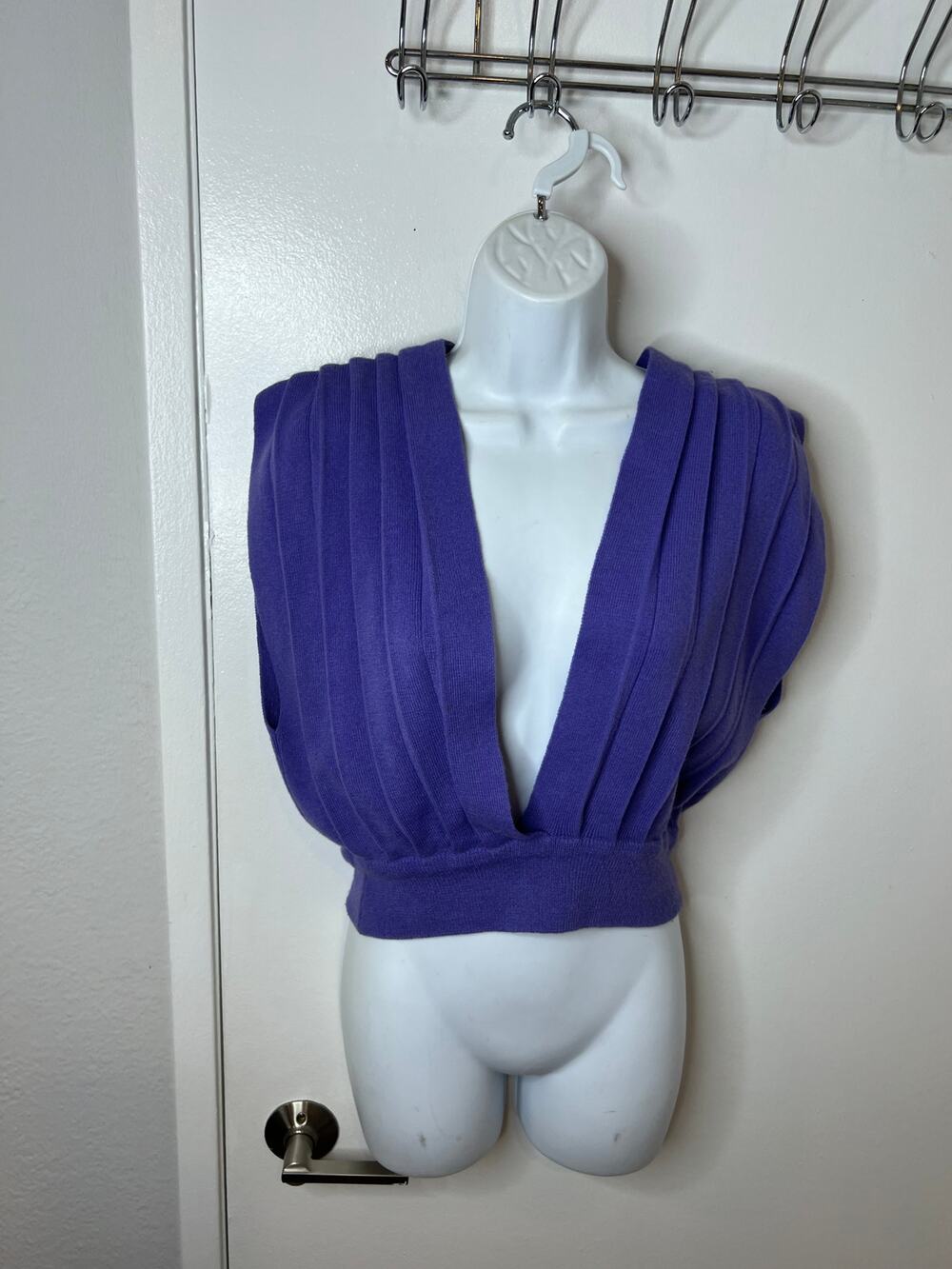 Vintage Hot Connection Women's Pleated Pullover Sweater Vest Purple ~ Size L